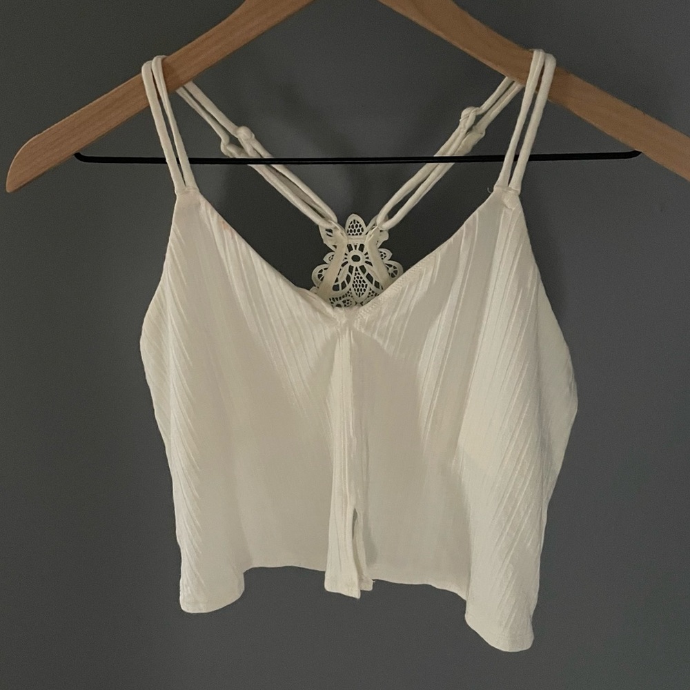 Aerie Crop Featherlight lace top size small